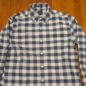 J. Crew Navy and Gray Plaid Button Down Shirt